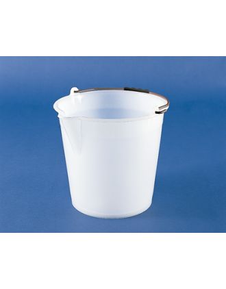Cubo HDPE blanco graduado con pico