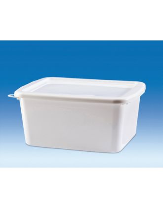 Cubeta rectangular PP blanco con tapa