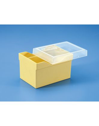 Caja PP amarilla p/recambio puntas c/tapa