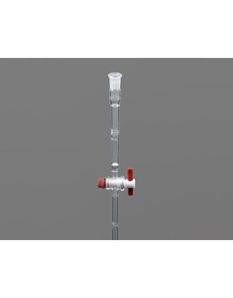 Columna vidrio para cromatografía, llave de Teflón